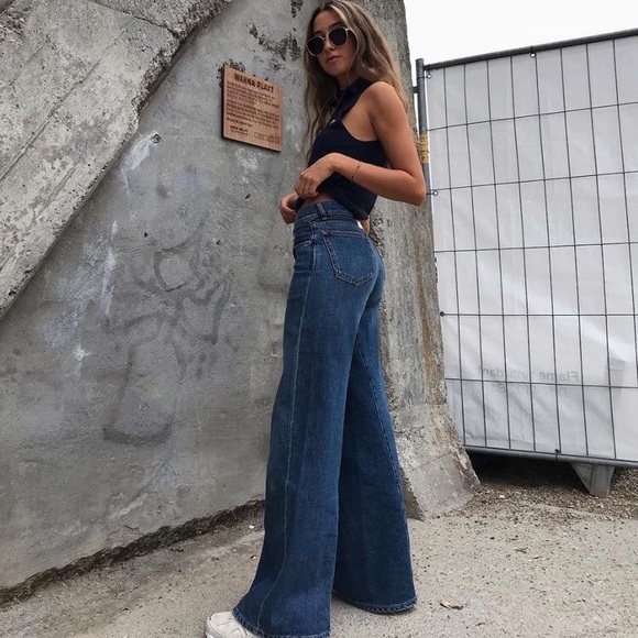 h&m wide leg high waist jeans